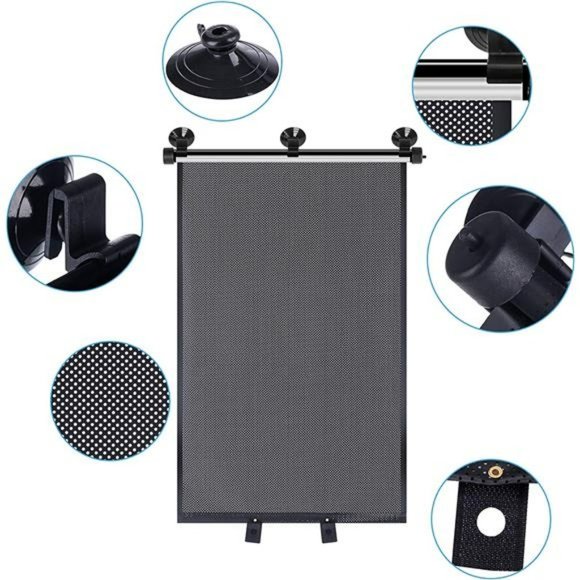 Car Window Shade, Car Roller Sunshade, Retractable Car Window Shade  (2 Pack) - Picture 7 of 7